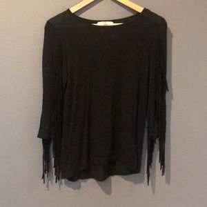 Black dress top with fringe detail S